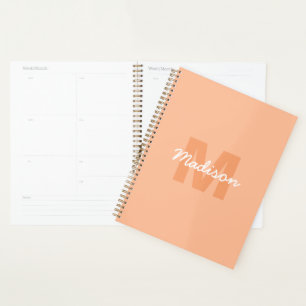 Peach colour of 2024 with custom Monogram name Planner