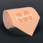 Peach colour of 2024 with custom Monogram name Tie<br><div class="desc">Trendy peach colour of 2024 with Monogram name. Create a unique and personalized gift with a custom touch! Select a font and colour scheme that suits your style,  arrange everything in a visually appealing way using editing tool.</div>