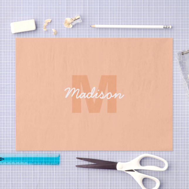 Peach colour of 2024 with custom Monogram name Tissue Paper (Craft)