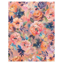 Peach colour pastel floral scrapbook paper