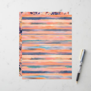 Peach colour pastel stripes scrapbook paper