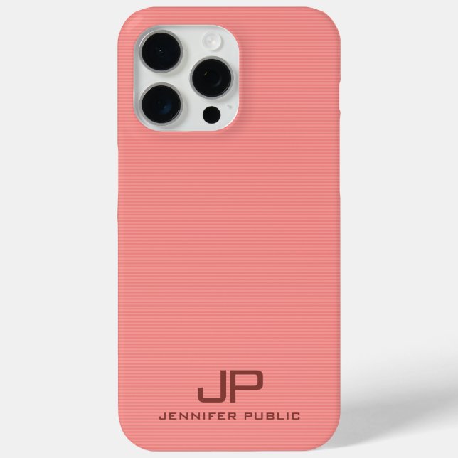 Peach Colour Tones Elegant Modern Monogram Name Case-Mate iPhone Case (Back)