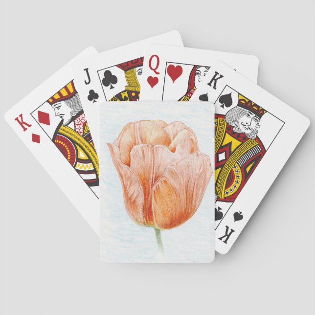 Peach Colour Tulip Playing Cards (Back)