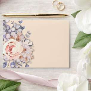 Peach Coloured Floral Wedding Envelope