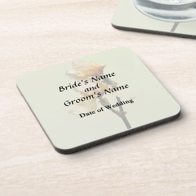 Peach Coloured Irises Wedding Products Coaster (Left Side)