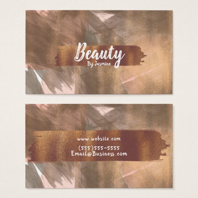 Peach & Copper Bronze Chic Modern Brush Stroke (Front & Back)