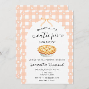 Peach Coquette Cutie Pie Baby Shower Invitation