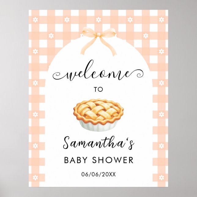 Peach Coquette Pie Baby Shower Welcome Poster (Front)
