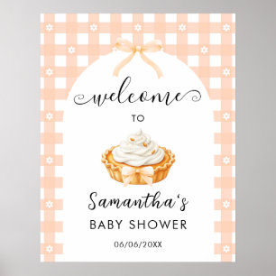 Peach Coquette Pumpkin Pie Baby Shower Welcome Poster