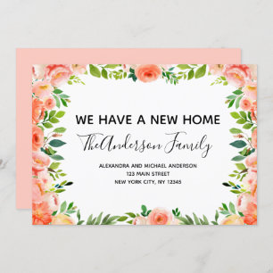 Peach Coral Floral Moving Faire-part