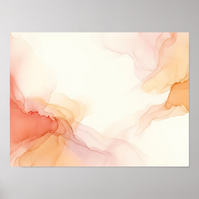 Peach Coral Fluid Diffusion Abstract Poster (Front)