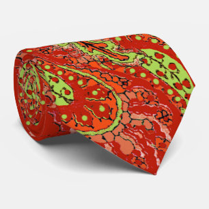 Peach Coral Lime Paisley Mariage Cravate