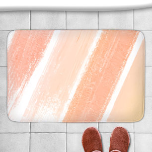 Peach Coral Pink Striped Paint Swatch Bath Mat