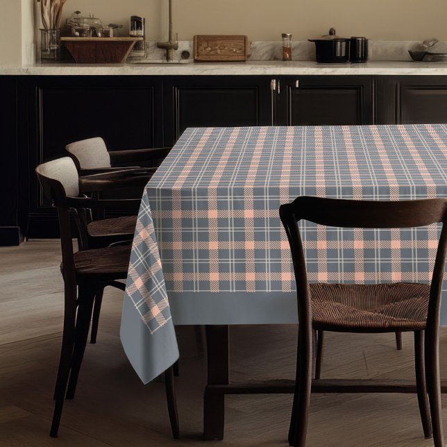 Peach Coral Plaid Cotton Nappe pour le dîner (Peach Coral Plaid Cotton Tablecloth for Dining)