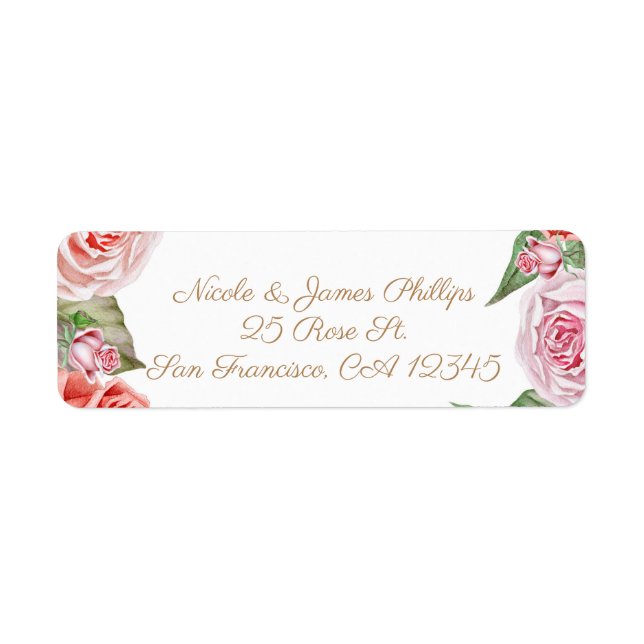 Peach Coral Rose Roses Verdure Feuille Mariage (Devant)