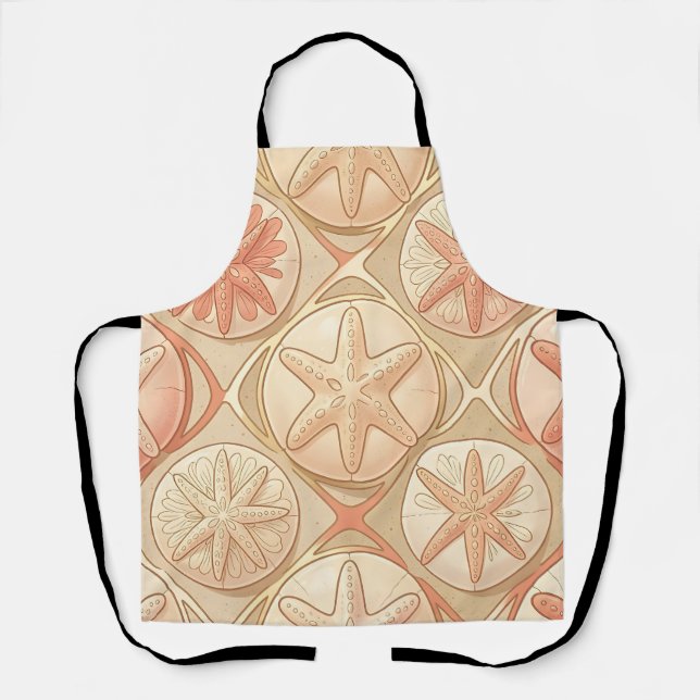 Peach Coral Starfish and Sand Dollar  Apron (Front)