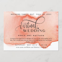 Peach Coral Watercolor, Online Virtual Wedding