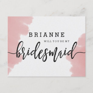 Peach Coral Watercolor Will You Be My Bridesmaid Invitation