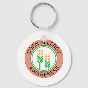 Peach Corn Allergy Awareness Logo Keychain