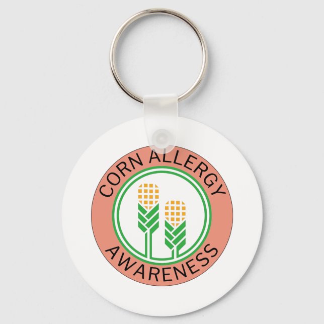 Peach Corn Allergy Awareness Logo Keychain (Front)