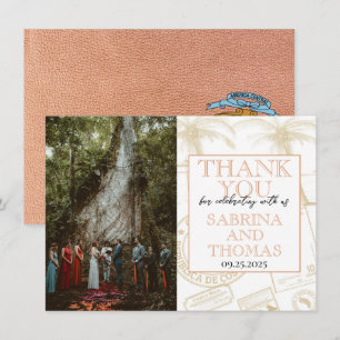 Peach Costa Rica Wedding Photo Thank You