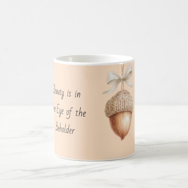 Peach Cozy Hazelnut Cream Bow Coffee Mug (Center)