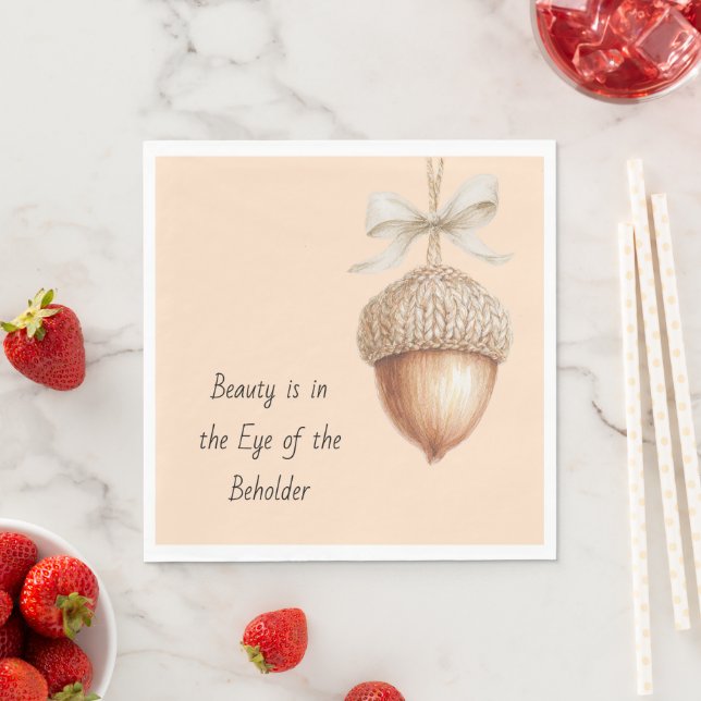Peach Cozy Hazelnut Cream Bow Napkin (Insitu)