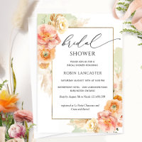 Peach Cream and Green Floral Bridal Shower /Brunch