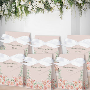 Peach Cream and Sage Green Romantic Floral Garden Favor Box