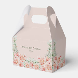 Peach Cream and Sage Green Vintage Floral Garden Favor Box