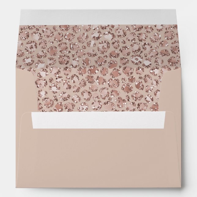 Peach Cream Blush Leopard Print Glitter          Envelope (Back (Bottom))