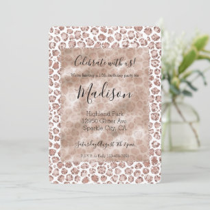 Peach Cream Blush Leopard Print Glitter Invitation