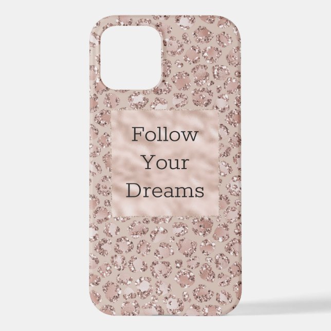 Peach Cream Blush Leopard Print Glitter      iPhone Case (Back)