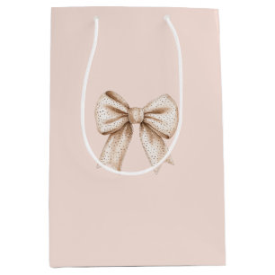 Peach Cream Bow Birthday Medium Gift Bag
