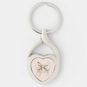 Peach Cream Bow Keychain