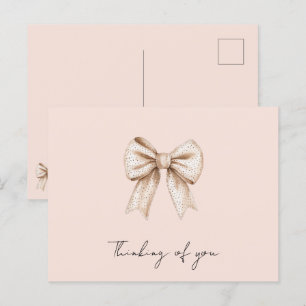 Peach Cream Bow Thinking of you Postcard