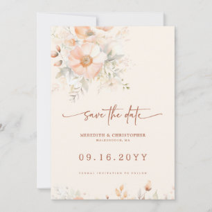 Peach Cream Floral Wedding Save The Date