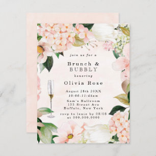 Peach Cream Hydrangeas Brunch & Bubbly Invitation