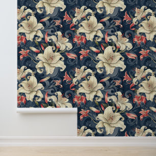 Peach & cream lily flower blossom wallpaper