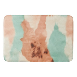 Peach Cream Mint Cowgirl Cowhide Bath Mat