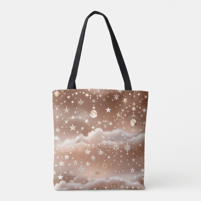 Peach Cream Moon Soft Warm Aesthetic Tote Bag (Back)