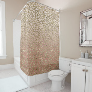 Peach Cream Ombre Gold Glitter Leopard Print   