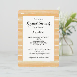 Peach Cream Stripes Bridal Shower Invitation
