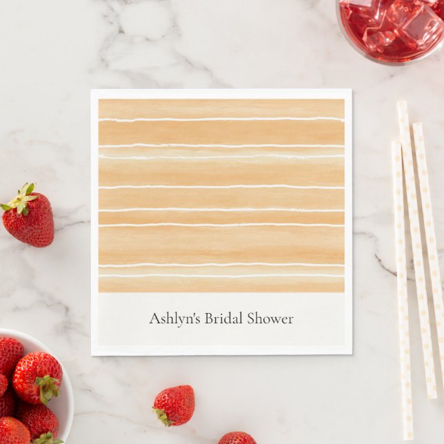 Peach Cream Stripes Bridal Shower Napkin (Insitu)
