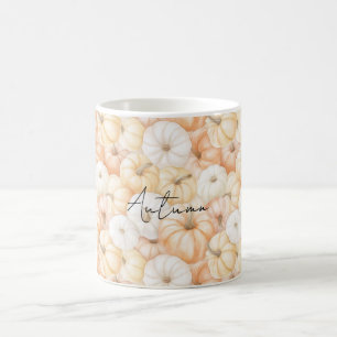 Peach Cream White Orange Pumpkins Coffee Mug