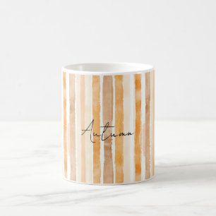 Peach Cream White Pumpkin Orange Stripes Coffee Mug