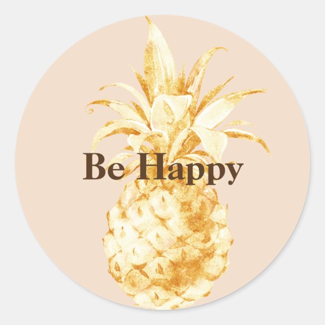 Peach Cream Yellow Gold Pineapple Confetti Classic Round Sticker (Front)