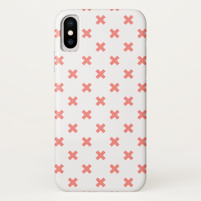 Peach cross stitches on white Case-Mate iPhone case (Back)