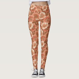 Peach Crossfit Anemones Accent Bridesmaid Leggings