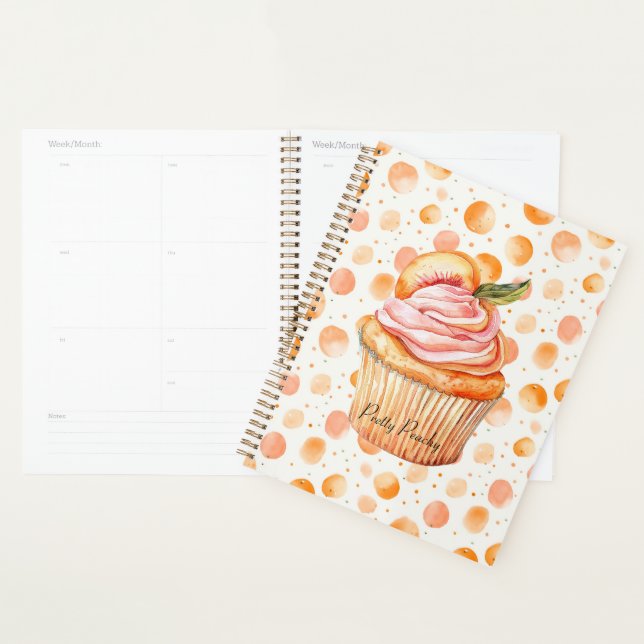 Peach Cupcake Whimsical Dots Planner (Display)